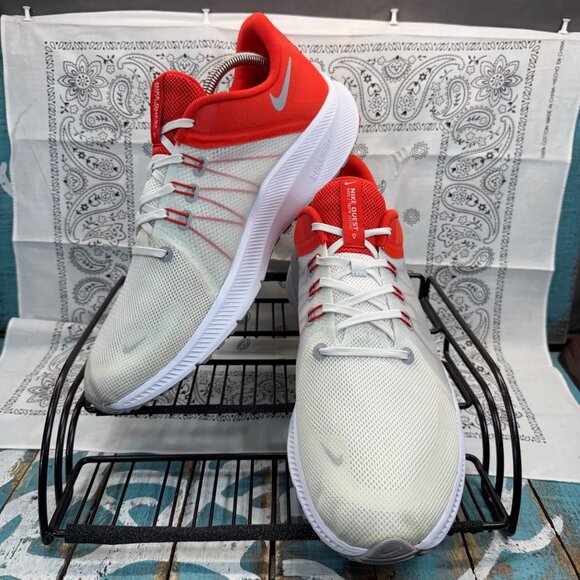 Nike Quest 4 Red White Gray Men's Running Shoes (DA1105-100) White Size 12 EUC - Picture 2 of 10